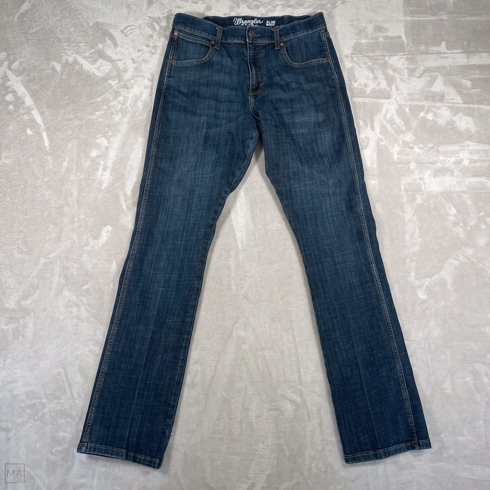 Wrangler Retro Men's Jeans Slim Boot Cut Denim Western Casual 33x36 Blue